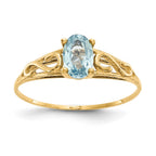 14k Madi K 6x4mm Oval Synthetic Aquamarine Birthstone Ring