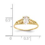 14k Madi K 6x4mm Oval Synthetic White Spinel Birthstone Ring