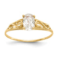 14k Madi K 6x4mm Oval Synthetic White Spinel Birthstone Ring