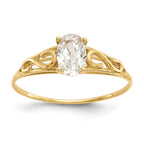 14k Madi K 6x4mm Oval Synthetic White Spinel Birthstone Ring