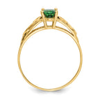14k Madi K 6x4mm Oval Synthetic Emerald Birthstone Ring