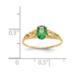 14k Madi K 6x4mm Oval Synthetic Emerald Birthstone Ring