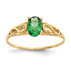 14k Madi K 6x4mm Oval Synthetic Emerald Birthstone Ring