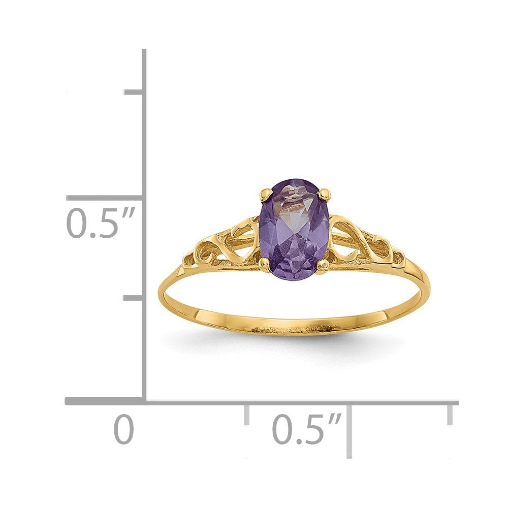 14k Madi K 6x4mm Oval Synthetic Alexandrite Birthstone Ring