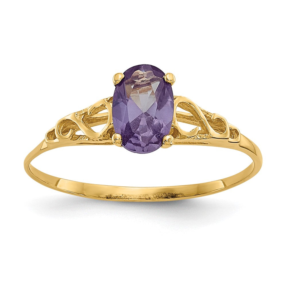 14k Madi K 6x4mm Oval Synthetic Alexandrite Birthstone Ring