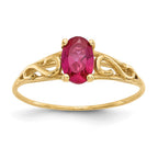 14k Madi K 6x4mm Oval Synthetic Ruby Birthstone Ring