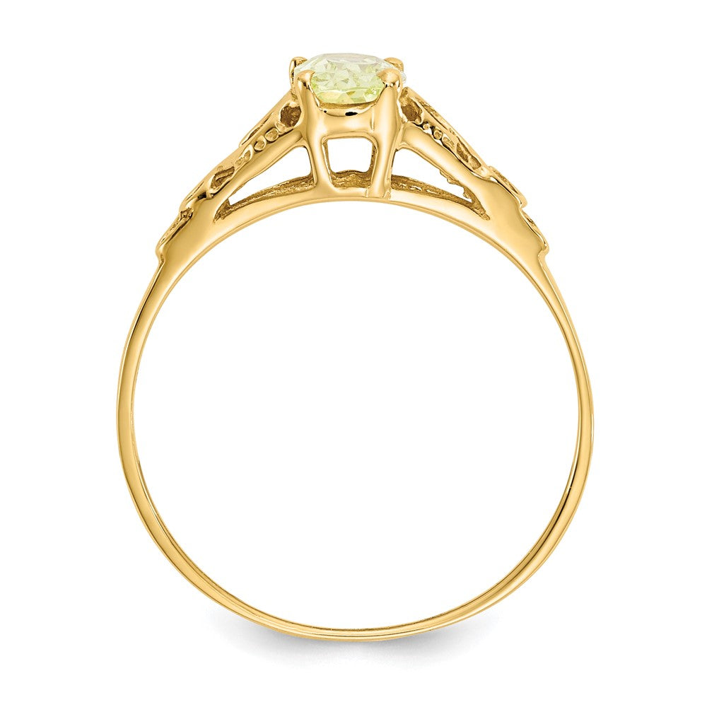 14k Madi K 6x4mm Oval Synthetic Peridot Birthstone Ring