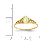 14k Madi K 6x4mm Oval Synthetic Peridot Birthstone Ring