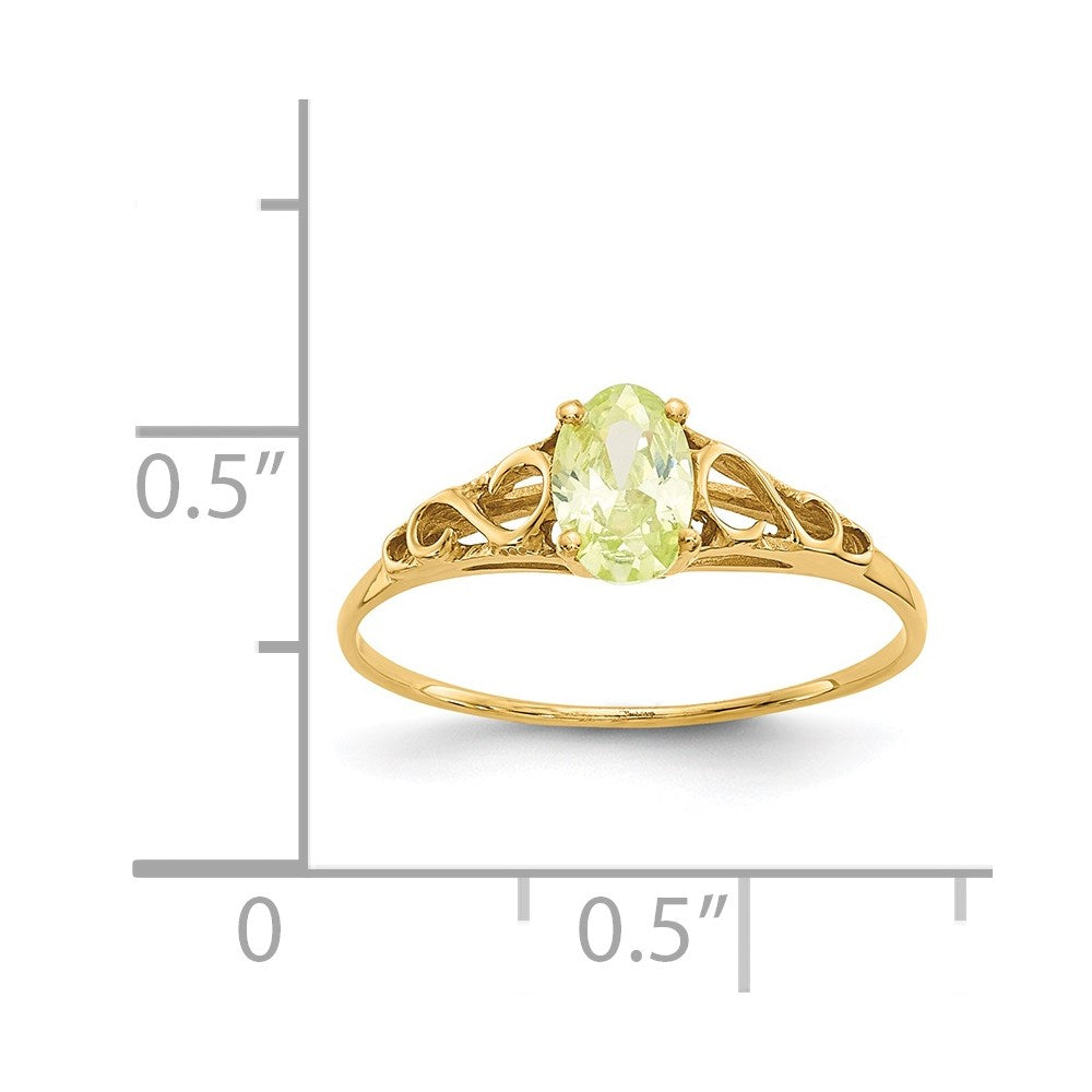 14k Madi K 6x4mm Oval Synthetic Peridot Birthstone Ring