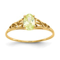 14k Madi K 6x4mm Oval Synthetic Peridot Birthstone Ring
