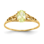 14k Madi K 6x4mm Oval Synthetic Peridot Birthstone Ring