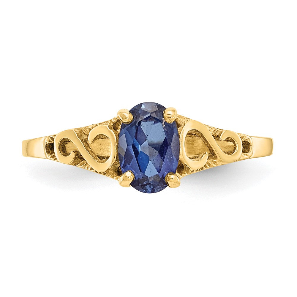 14k Madi K 6x4mm Oval Synthetic Sapphire Spinel Birthstone Ring