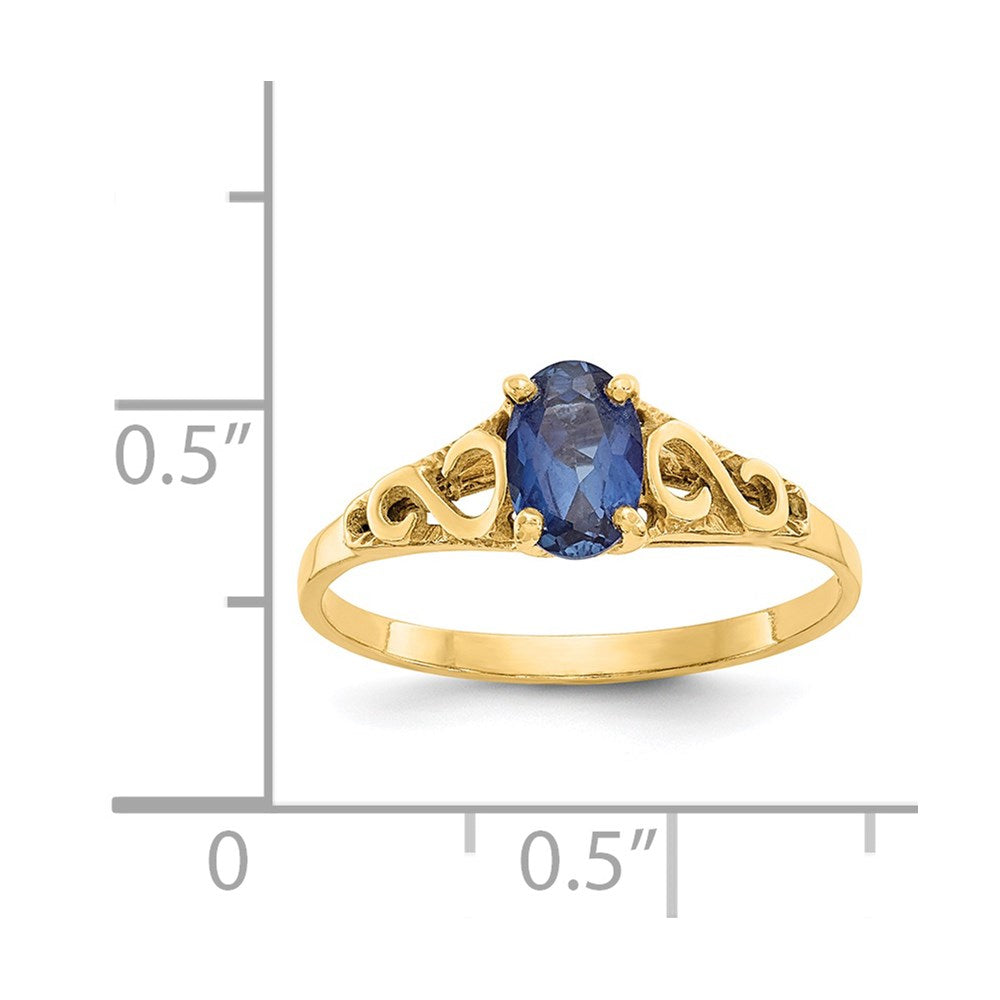 14k Madi K 6x4mm Oval Synthetic Sapphire Spinel Birthstone Ring