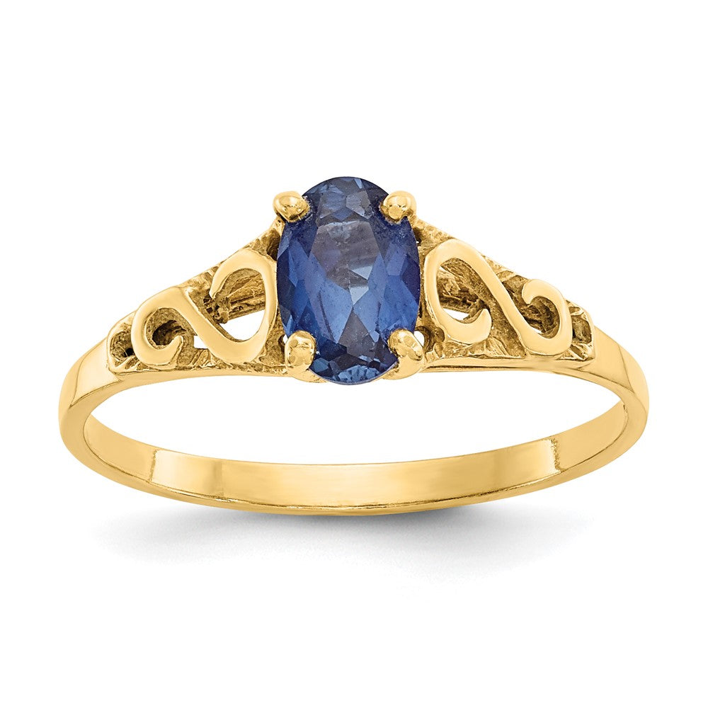 14k Madi K 6x4mm Oval Synthetic Sapphire Spinel Birthstone Ring