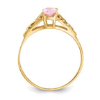 14k Madi K 6x4mm Oval Synthetic Rose Zircon Birthstone Ring