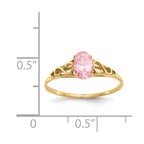 14k Madi K 6x4mm Oval Synthetic Rose Zircon Birthstone Ring