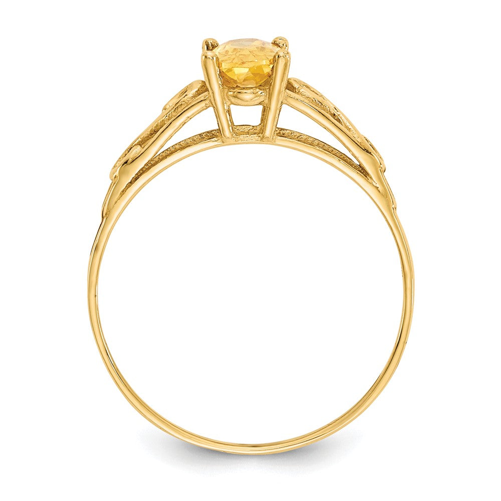 14k Madi K 6x4mm Oval Synthetic Citrine Birthstone Ring