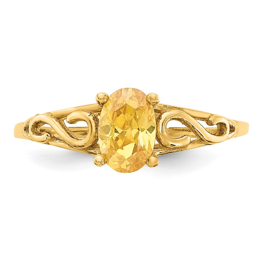 14k Madi K 6x4mm Oval Synthetic Citrine Birthstone Ring