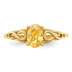 14k Madi K 6x4mm Oval Synthetic Citrine Birthstone Ring