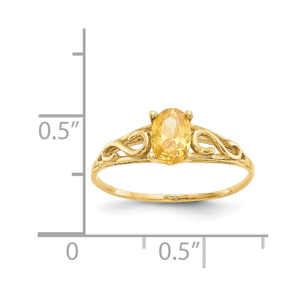 14k Madi K 6x4mm Oval Synthetic Citrine Birthstone Ring