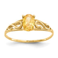 14k Madi K 6x4mm Oval Synthetic Citrine Birthstone Ring