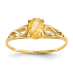 14k Madi K 6x4mm Oval Synthetic Citrine Birthstone Ring