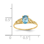 14k Madi K 6x4mm Oval Synthetic Blue Zircon Birthstone Ring