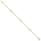 14k Madi K 5-6mm White Near-Round Freshwater Cultured Pearl 3-Station 6 inch Bracelet