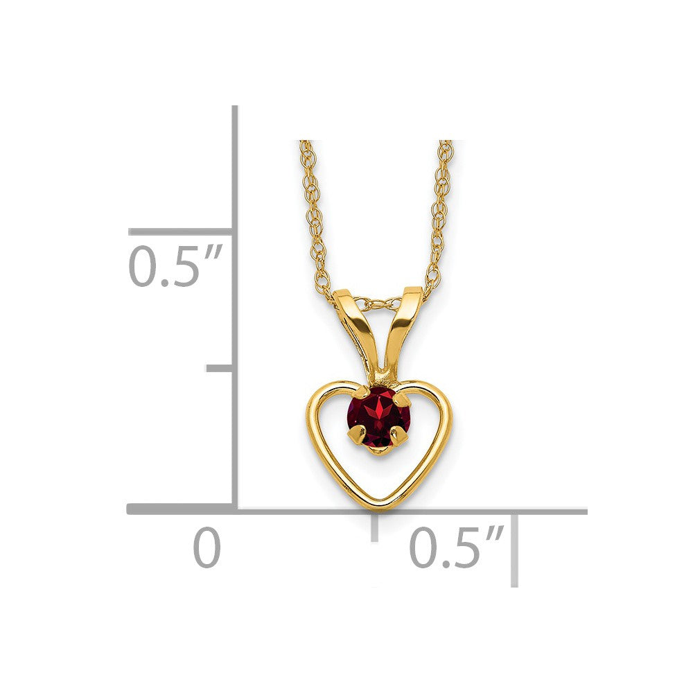 14k Madi K 3mm Garnet Heart Birthstone 15 inch Necklace