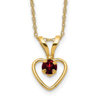 14k Madi K 3mm Garnet Heart Birthstone 15 inch Necklace