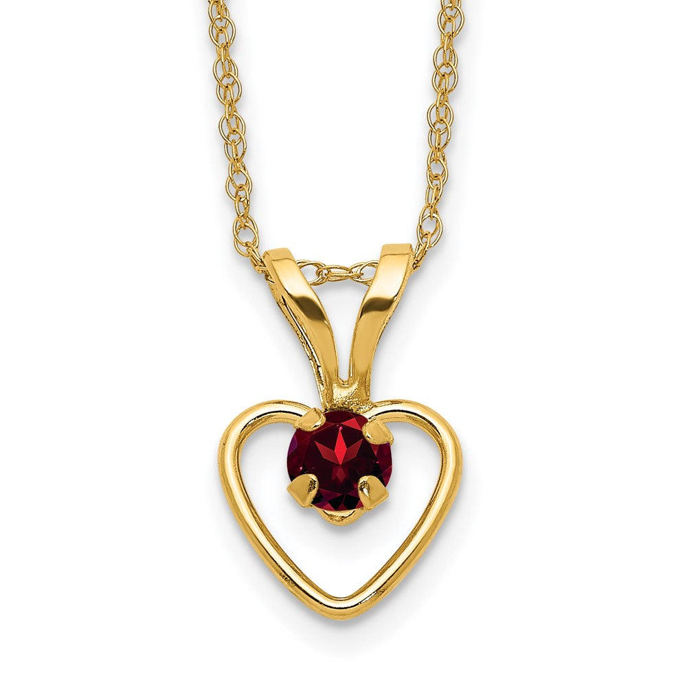 14k Madi K 3mm Garnet Heart Birthstone 15 inch Necklace