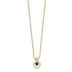 14k Madi K 3mm Amethyst Heart Birthstone 15 inch Necklace