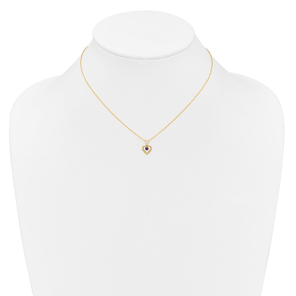 14k Madi K 3mm Amethyst Heart Birthstone 15 inch Necklace