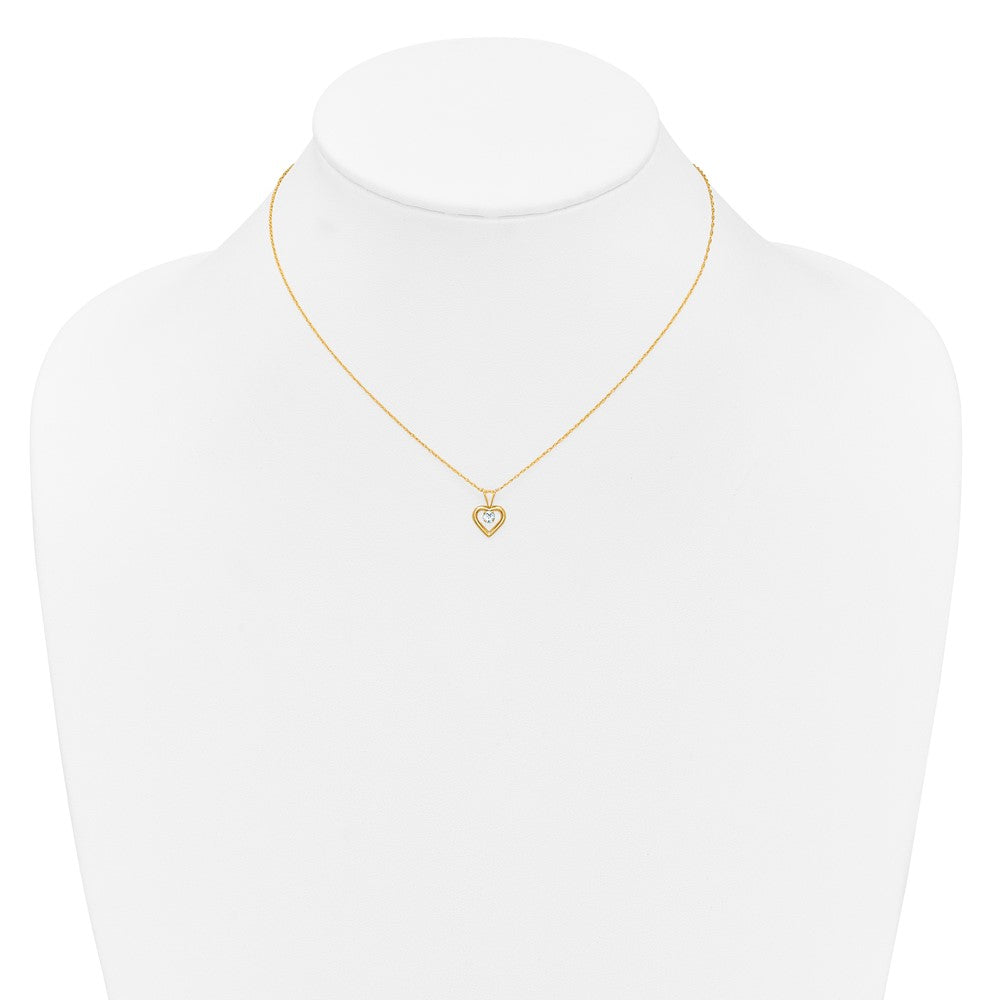 14k Madi K 3mm Aquamarine Heart Birthstone 15 inch Necklace