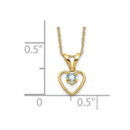 14k Madi K 3mm Aquamarine Heart Birthstone 15 inch Necklace