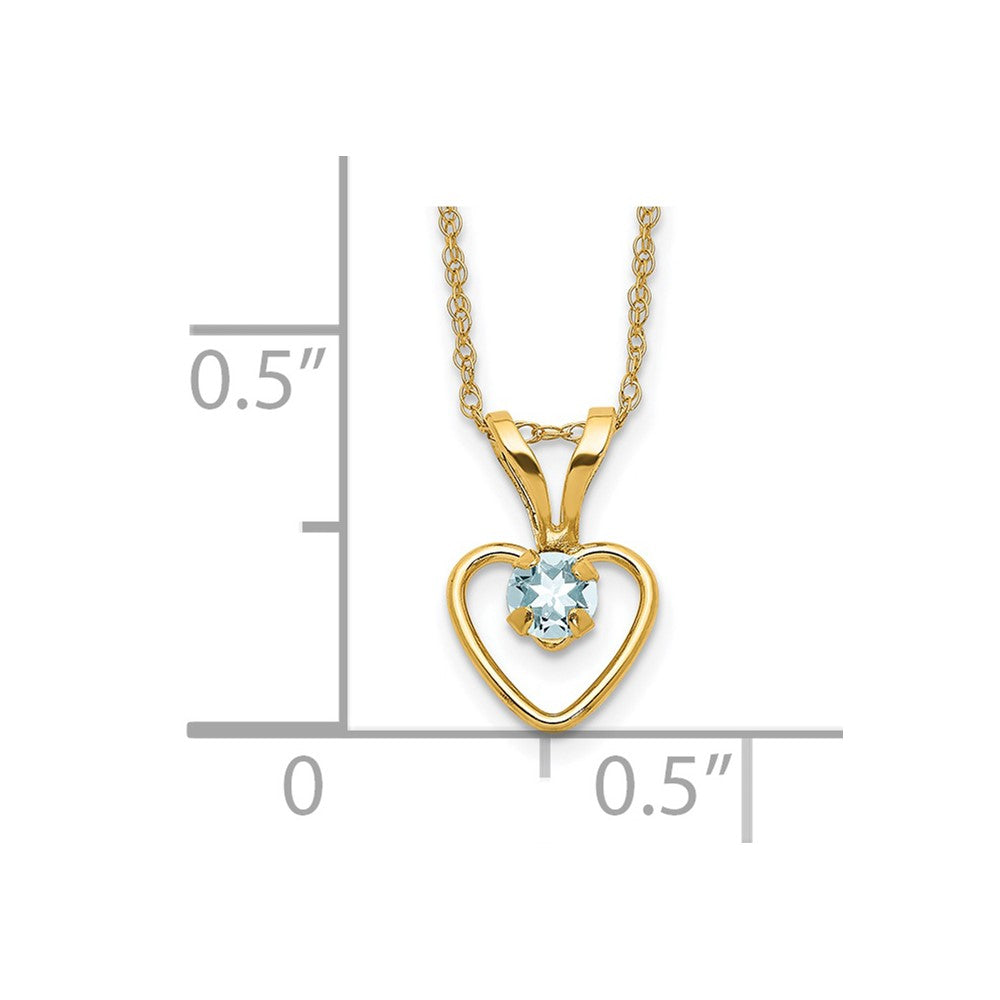 14k Madi K 3mm Aquamarine Heart Birthstone 15 inch Necklace