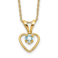 14k Madi K 3mm Aquamarine Heart Birthstone 15 inch Necklace