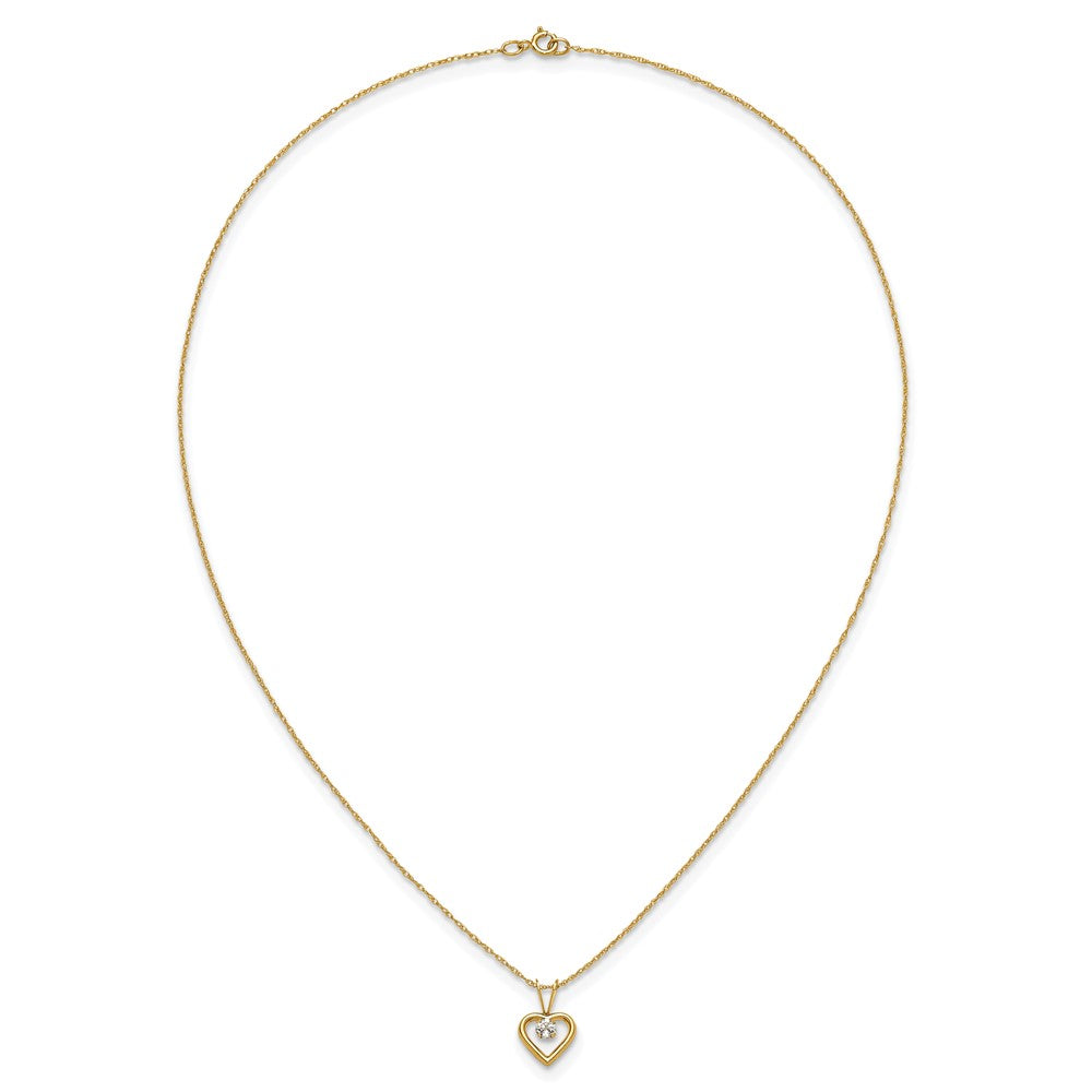14k Madi K 3mm White Zircon Heart Birthstone 15 inch Necklace