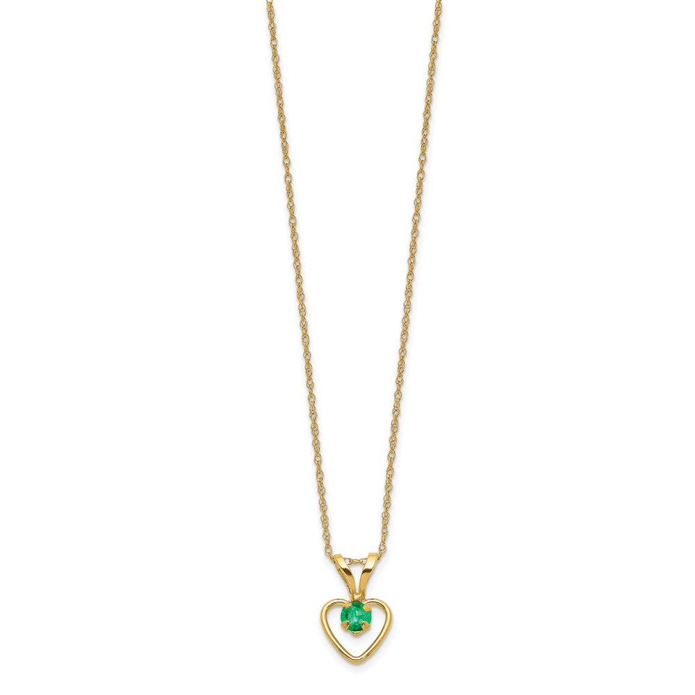 14k Madi K 3mm Emerald Heart Birthstone 15 inch Necklace