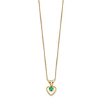 14k Madi K 3mm Emerald Heart Birthstone 15 inch Necklace