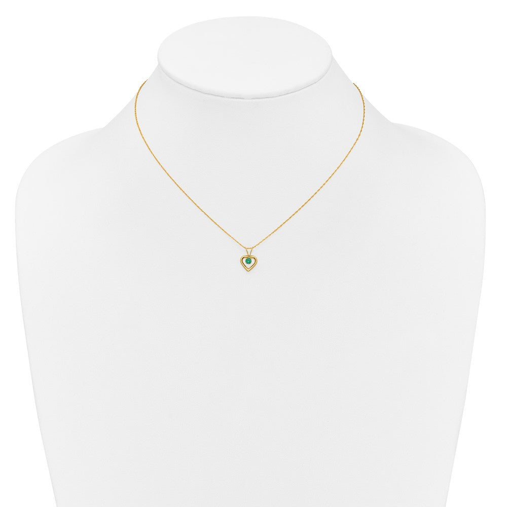 14k Madi K 3mm Emerald Heart Birthstone 15 inch Necklace