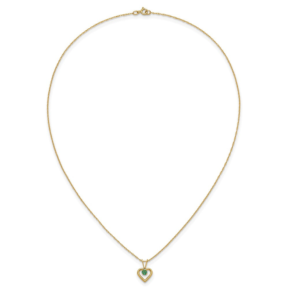 14k Madi K 3mm Emerald Heart Birthstone 15 inch Necklace