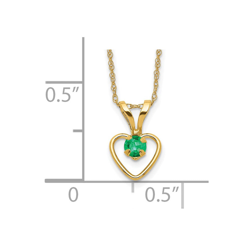 14k Madi K 3mm Emerald Heart Birthstone 15 inch Necklace