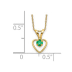 14k Madi K 3mm Emerald Heart Birthstone 15 inch Necklace
