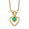 14k Madi K 3mm Emerald Heart Birthstone 15 inch Necklace