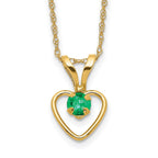 14k Madi K 3mm Emerald Heart Birthstone 15 inch Necklace