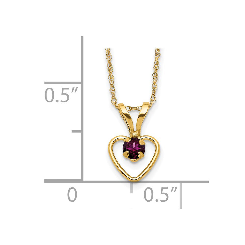 14k Madi K 3mm Rhodolite Garnet Heart Birthstone 15 inch Necklace
