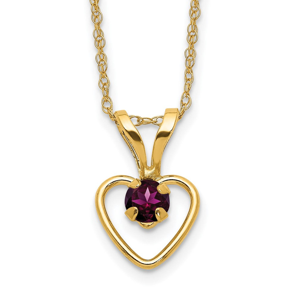 14k Madi K 3mm Rhodolite Garnet Heart Birthstone 15 inch Necklace