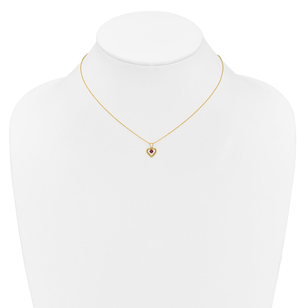 14k Madi K 3mm Ruby Heart Birthstone 15 inch Necklace