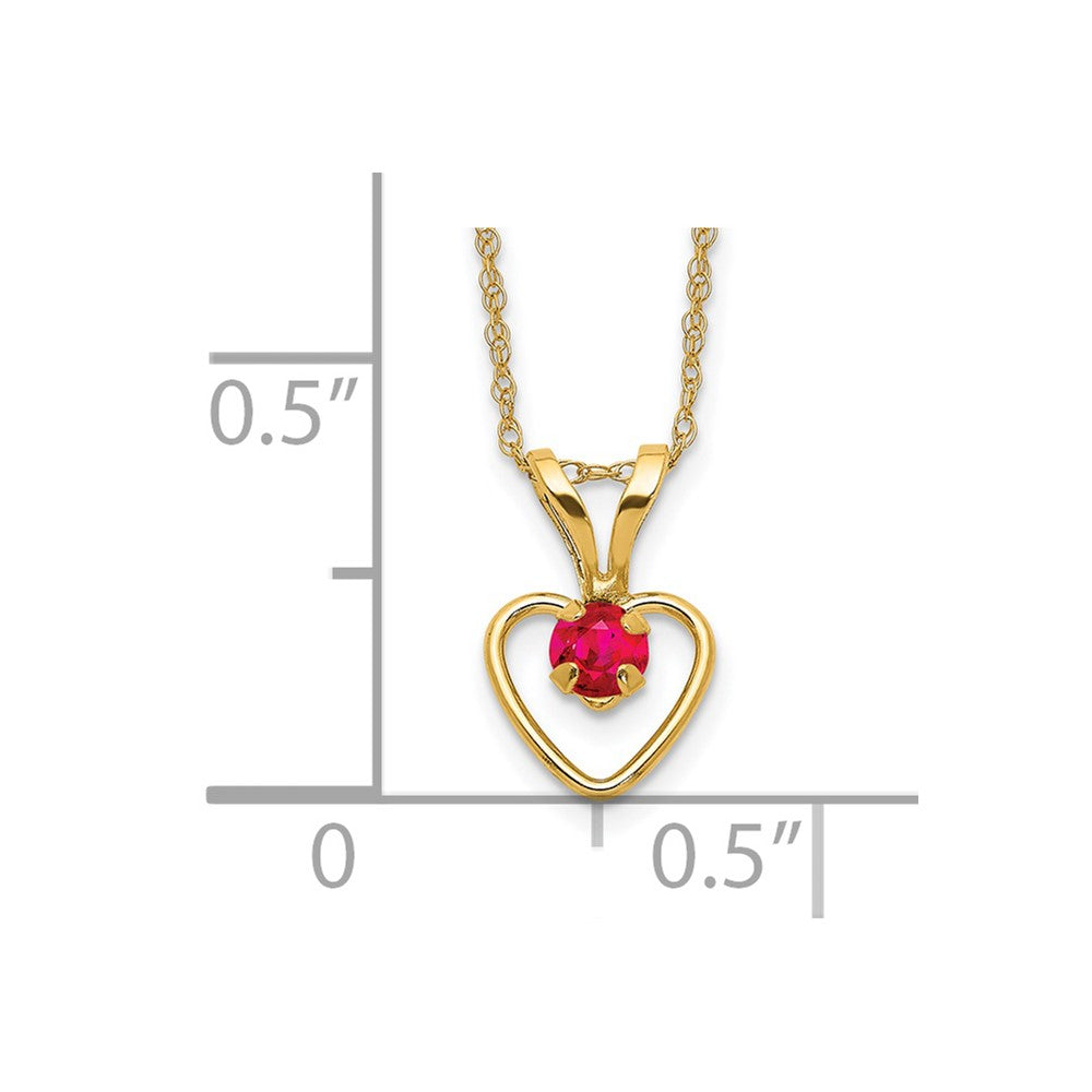 14k Madi K 3mm Ruby Heart Birthstone 15 inch Necklace